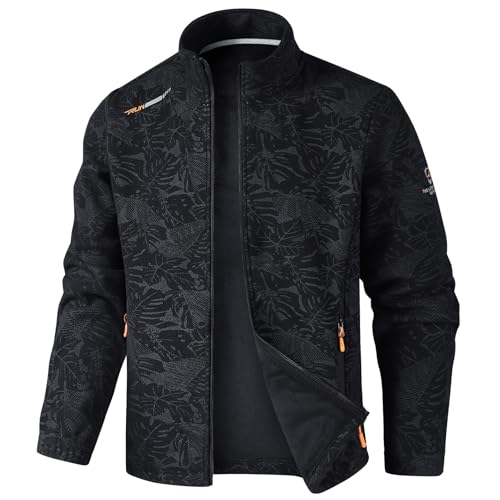 KENAIJING Herren Jacke, Unisex Polar Fleece Leichte Langarm Bomberjacke Outdoor Sportjacke Zip Up Herrenjacke（Schwarz, XS） von KENAIJING