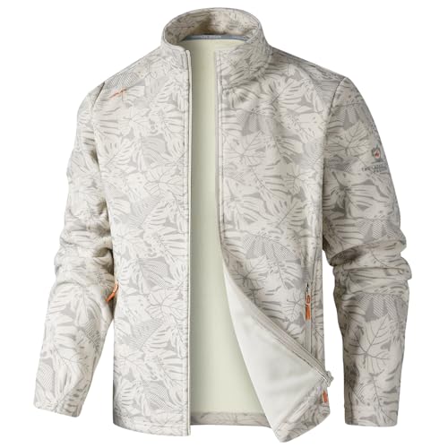 KENAIJING Herren Jacke, Unisex Polar Fleece Leichte Langarm Bomberjacke Outdoor Sportjacke Zip Up Herrenjacke（Weiß, S） von KENAIJING