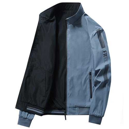 KENAIJING Herren Jacke, Wendejacke Herren Jacke Frühling und Herbst Freizeitjacke Baumwolle Baseball Kleidung, Blau, L von KENAIJING