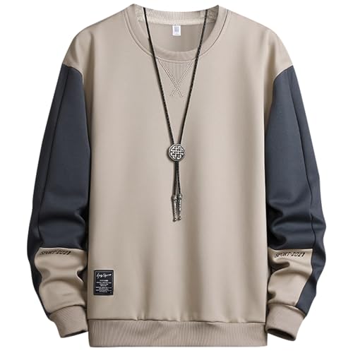 KENAIJING Herren Sweatshirt, Herren Sweatshirt Lose Rundhalsausschnitt Herbst Langarm T-Shirt Gepolstertes Sweatshirt, Khaki, L KENAIJING Herren Sweatshirt, Herren Sweatshirt Lose Rundhalsausschnitt Herbst Langarm T-Shirt Gepolstertes Sweatshirt, Khaki, L von KENAIJING