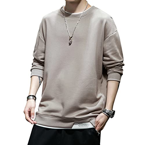 KENAIJING Herren Sweatshirt, Techwear Japanese Harajuku Streetwear Long Sleeves Pullover (3XL, Grau) von KENAIJING