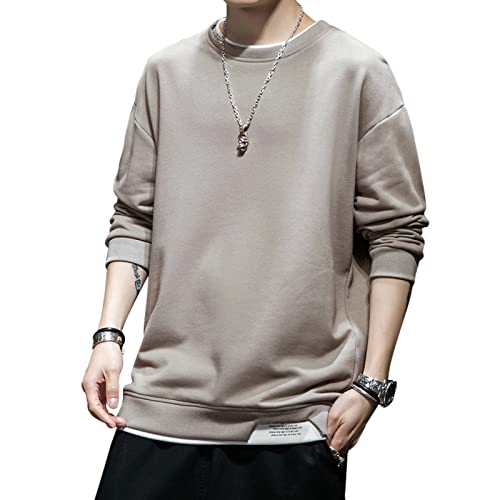 KENAIJING Herren Sweatshirt, Techwear Japanese Harajuku Streetwear Long Sleeves Pullover (4XL, Grau) von KENAIJING