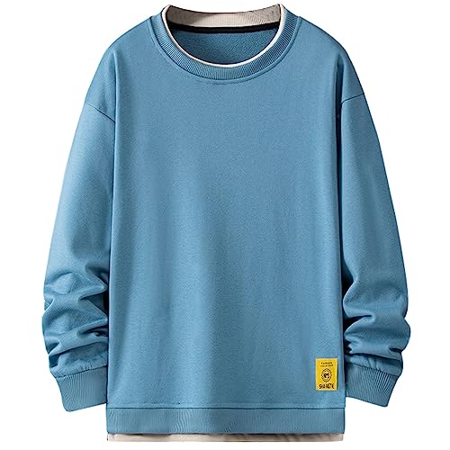KENAIJING Herren Sweatshirt, Herren Sweatshirt Kapuzen Pullover Hoodie Casual Crew Neck Basic Style (Blau, 2XL) von KENAIJING