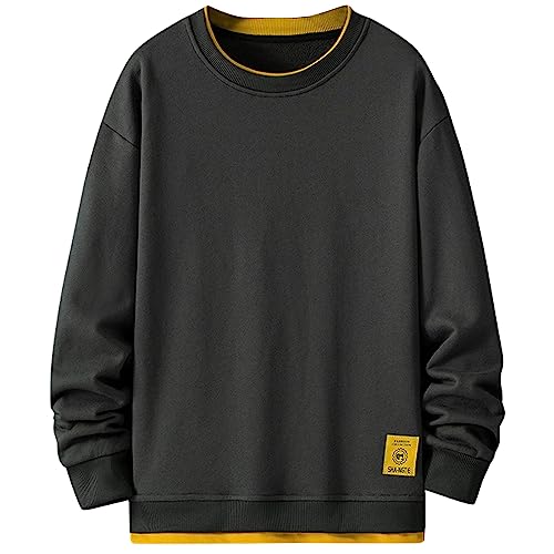 KENAIJING Herren Sweatshirt, Herren Sweatshirt Kapuzen Pullover Hoodie Casual Crew Neck Basic Style(Grau, 3XL) von KENAIJING