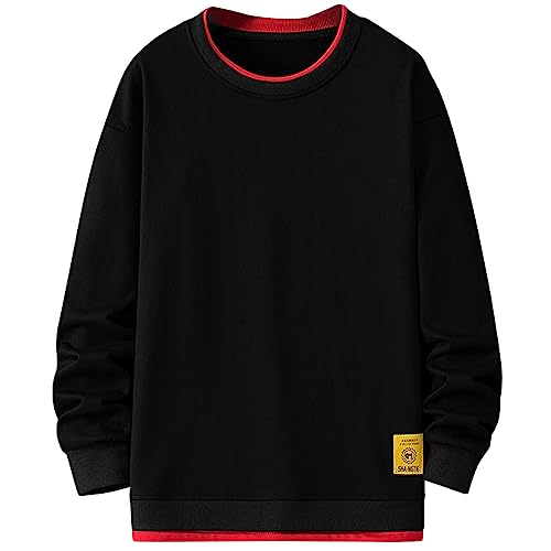 KENAIJING Herren Sweatshirt, Herren Sweatshirt Kapuzen Pullover Hoodie Casual Crew Neck Basic Style (Schwarz, M) von KENAIJING