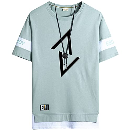 KENAIJING Herren Tshirt Japanischer Harajuku Basic Arbeits T-Shirt Herren(3XL, Grün) von KENAIJING