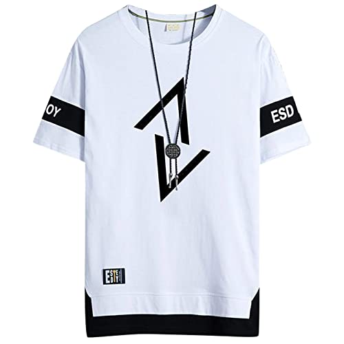 KENAIJING Herren Tshirt Japanischer Harajuku Basic Arbeits T-Shirt Herren(L, Weiß) von KENAIJING