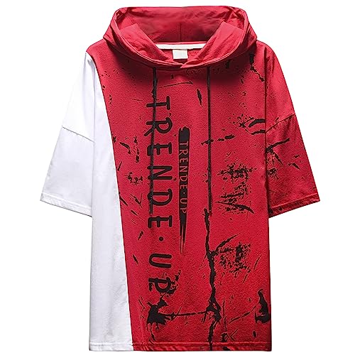 KENAIJING Herren Tshirt Japanischer Harajuku Basic Arbeits T-Shirt Herren(S, Rot) von KENAIJING