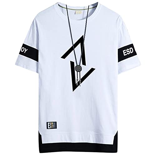 KENAIJING Herren Tshirt Japanischer Harajuku Basic Arbeits T-Shirt Herren(2XL, Weiß) von KENAIJING