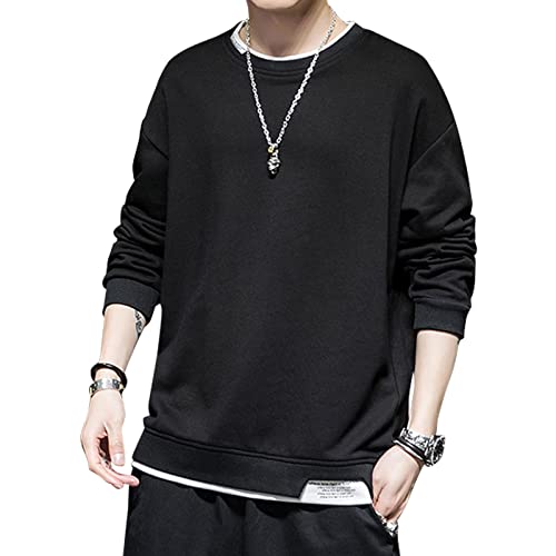 KENAIJING Herren Sweatshirt, Techwear Japanese Harajuku Streetwear Long Sleeves Pullover (XXL, Schwarz) von KENAIJING