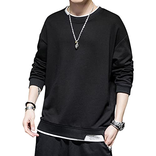 KENAIJING Herren Sweatshirt, Techwear Japanese Harajuku Streetwear Long Sleeves Pullover (4XL, Schwarz) von KENAIJING