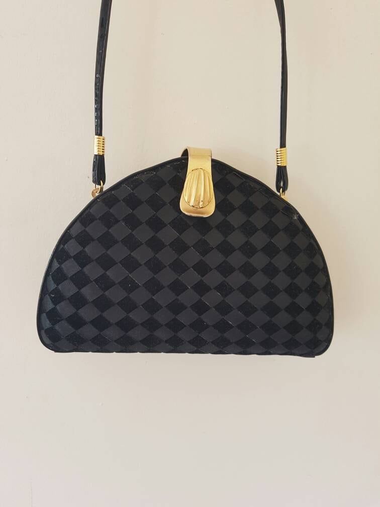 Vintage Crossbody Bag Vintage Tasche Retro Schwarze Crossbody Bag Box Gold Und Schwarz Geldbörse Hochzeit Abend Clutch Vintage Crossbody Bag Vintage Tasche Retro Schwarze Crossbody Bag Box Gold Und Schwarz Geldbörse Hochzeit Abend Clutch von KENAIV