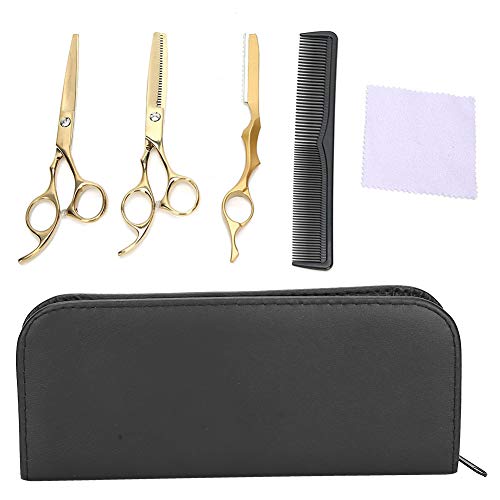 10-teiliges Haarschneidescheren-Set, Professionelles Haarschnittscheren-Set, Friseurscheren-Set, Effilierschere, Messer, Kamm, Haarstyling-Werkzeug, Gold von KENANLAN