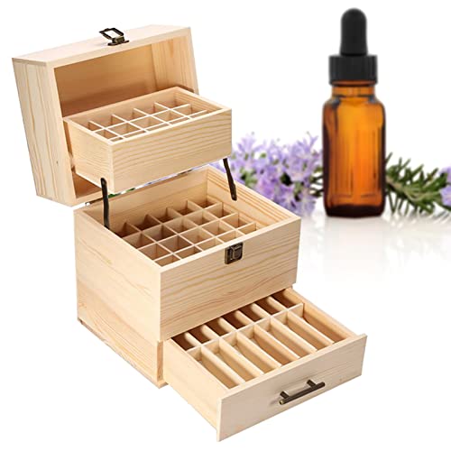 Box für ätherische Öle, 59 Fächer Aufbewahrungsbox für ätherische Öle aus Holz Organizer für Aromatherapie von KENANLAN