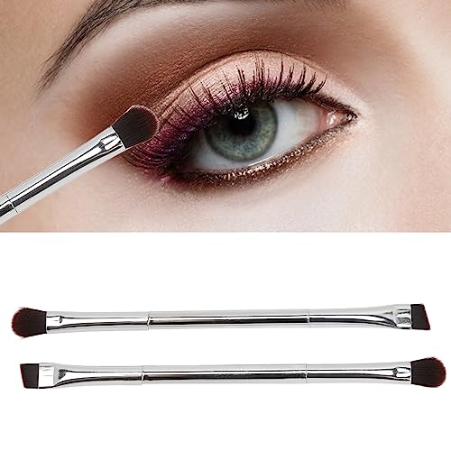 Doppelseitiges Lidschattenpinsel-Set, Damen Make-up Pinsel für Weiches Haar, Schräger Augenbrauenpinsel, Kosmetik-Werkzeug, 2 Stück von KENANLAN