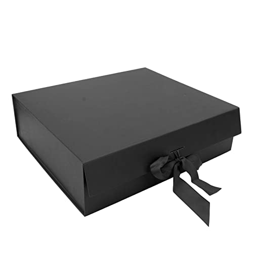 Geschenkverpackungsbox, Kosmetikverpackungsbox, Faltbare Geschenkbox in Reiner Farbe mit Deckelband für Parfüm, 12,2 X 10,6 X 3,5 Zoll (Schwarz) von KENANLAN