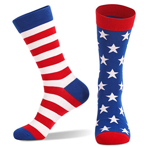 KENANLAN Unisex-Socken mit Amerikanischer Flagge 4. Juli Unabhängige Gestreifte Socken Baumwoll-Mittelsocken Patriotische USA-Freiheitssocken Bequem und Hautfreundlich von KENANLAN