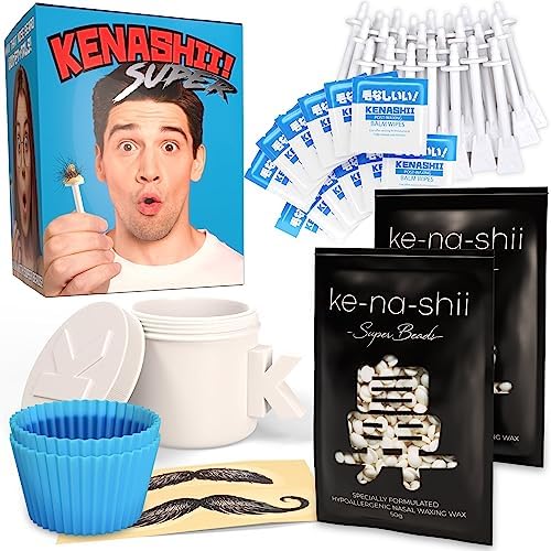 Kenashii Nasenwachsset -100g Nasenhaarwachs, 24 Applikatoren, 12 Balsamtücher nach dem Waxing und Schnurrbartschützer - Nasenwaxing für Männer und Frauen - Nasenhaarentferner - Nasenhaarentfernungsset Kenashii Nasenwachsset -100g Nasenhaarwachs, 24 Applikatoren, 12 Balsamtücher nach dem Waxing und Schnurrbartschützer - Nasenwaxing für Männer und Frauen - Nasenhaarentferner - Nasenhaarentfernungsset von KENASHII