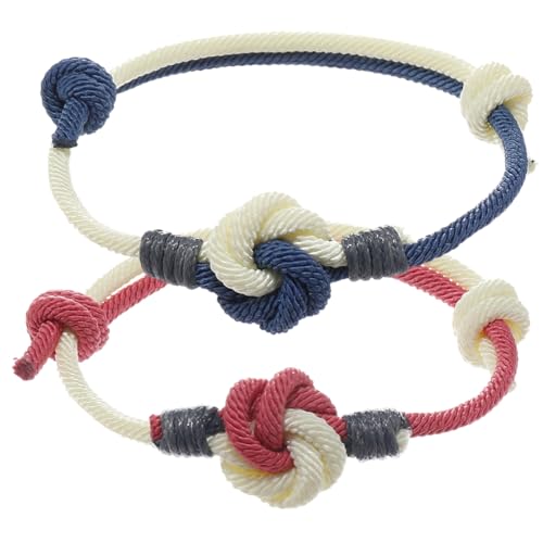 2 Stück Geflochtene Armbänder Set für Mann Frau, Einstellbar Geflochtenes Armbänder, Mandala-Knoten, Personalisierte Partnerarmbänder von KENAV