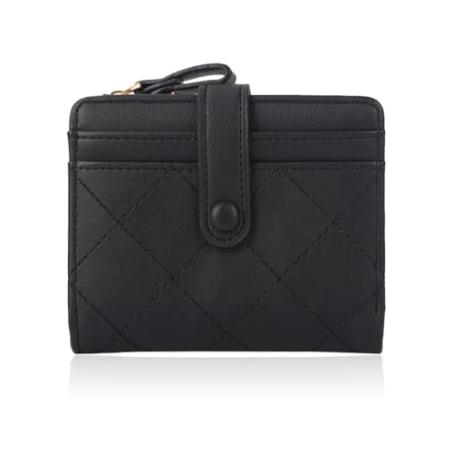Geldbörse Damen Klein, Bifold Leder Kleines Portemonnaie für Frauen, Portemonnaie Damen Mini Geldbeutel mit Zipper Münzfach Kartenfächer, Schwarz von KENAV