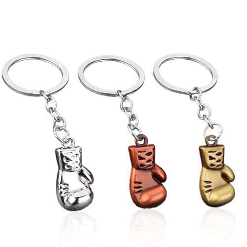 KENAV 3 Stück Boxhandschuhe Schlüsselanhänger aus Edelstahl, Boxen Anhänger mit feiner Verarbeitung, Souvenir und Dekoration für Auto und Handtasche Boxen Boxhandschuh Sport Metall Schlüsselanhänger von KENAV