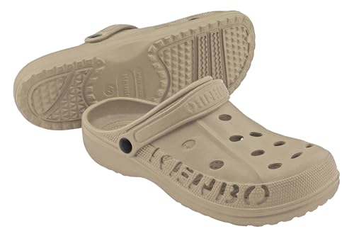 Clogs Damen Herren Gartenschuhe Badeschuhe Pantoletten Hausschuh Freizeit Praxis Gr.36-49 (Khaki, EU Schuhgrößensystem, Erwachsene, Numerisch, M, 38) von KENBO