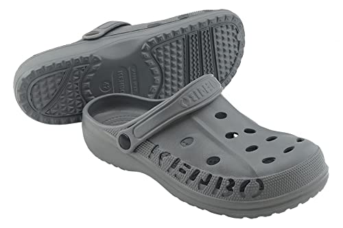 KENBO Clogs Damen Herren Gartenschuhe Badeschuhe Pantoletten Hausschuh Freizeit Praxis Gr.36-49 (Grey, EU Schuhgrößensystem, Erwachsene, Numerisch, M, 40) von KENBO