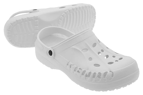 KENBO Clogs Damen Herren Gartenschuhe Badeschuhe Pantoletten Hausschuh Freizeit Praxis Gr.36-49 (White, EU Schuhgrößensystem, Erwachsene, Numerisch, M, 40) von KENBO