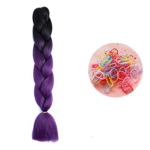 24 Zoll Jumbo Braids Extensions Synthetisches Flechthaar Afro Ombre Farbe Haar für Kinder Braid B25 24inch 1Stück von KENFHH