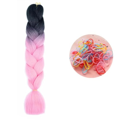 24 Zoll Jumbo Braids Extensions Synthetisches Flechthaar Afro Ombre Farbe Haar für Kinder Braid B4 24inch 1Stück von KENFHH