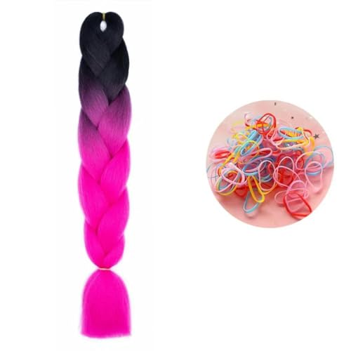 24 Zoll Jumbo Braids Extensions Synthetisches Flechthaar Afro Ombre Farbe Haar für Kinder Braid B7 24inch 1Stück von KENFHH