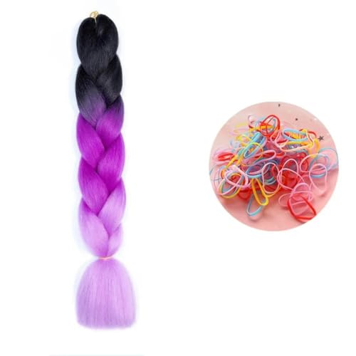 24 Zoll Jumbo Braids Extensions Synthetisches Flechthaar Afro Ombre Farbe Haar für Kinder Braid C13 24inch 1Stück von KENFHH