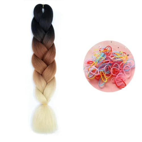 24 Zoll Jumbo Braids Extensions Synthetisches Flechthaar Afro Ombre Farbe Haar für Kinder Braid C15 24inch 1piece von KENFHH