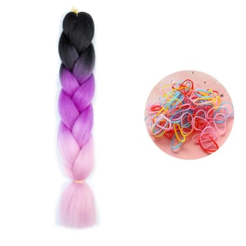 24 Zoll Jumbo Braids Extensions Synthetisches Flechthaar Afro Ombre Farbe Haar für Kinder Braid C5 24inch 1Stück von KENFHH