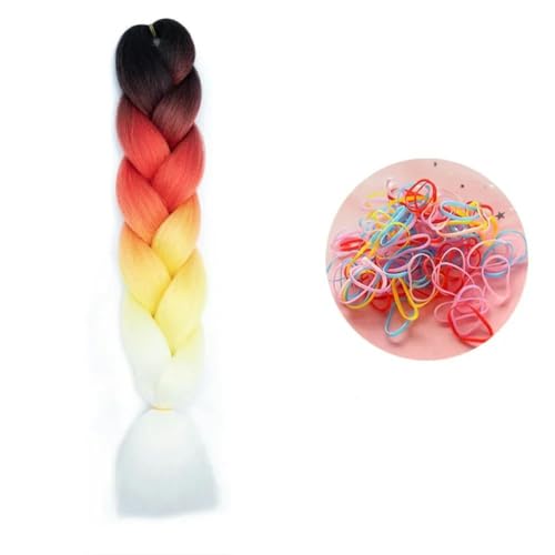24 Zoll Jumbo Braids Extensions Synthetisches Flechthaar Afro Ombre Farbe Haar für Kinder Braid D1 24inch 1Stück von KENFHH