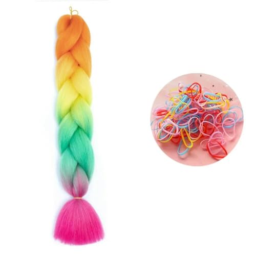 24 Zoll Jumbo Braids Extensions Synthetisches Flechthaar Afro Ombre Farbe Haar für Kinder Braid D3 24inch 1Stück von KENFHH