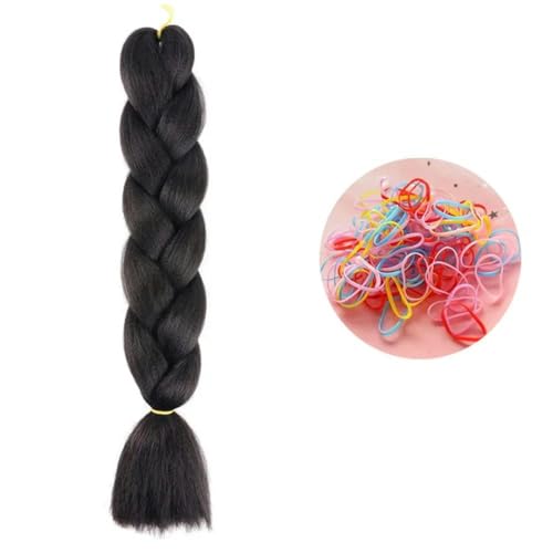 24 Zoll Jumbo Braids Extensions Synthetisches Flechthaar Afro Ombre Farbe Haar für Kinder Zopf 1 b 24 Zoll 1 Stück von KENFHH