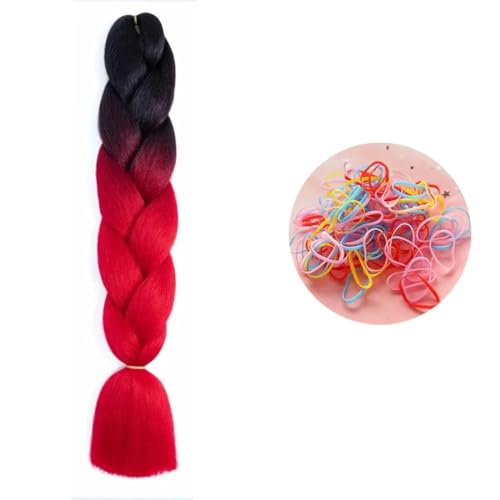 24 Zoll Jumbo Braids Extensions Synthetisches Flechthaar Afro Ombre Farbe Haar für Kinder Zopf B1 24inch 1Stück von KENFHH