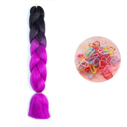 24 Zoll Jumbo Braids Extensions Synthetisches Flechthaar Afro Ombre Farbe Haar für Kinder Zopf B28 24inch 1Stück von KENFHH