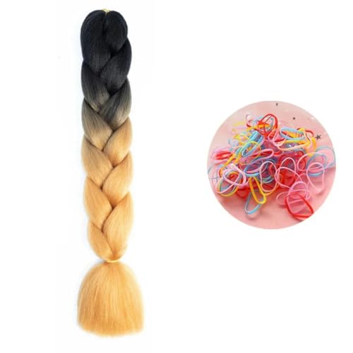 24 Zoll Jumbo Braids Extensions Synthetisches Flechthaar Afro Ombre Farbe Haar für Kinder Zopf B32 24inch 1Stück von KENFHH