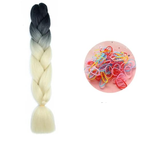 24 Zoll Jumbo Braids Extensions Synthetisches Flechthaar Afro Ombre Farbe Haar für Kinder Zopf B34 24inch 1Stück von KENFHH