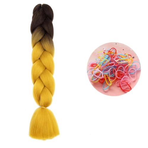 24 Zoll Jumbo Braids Extensions Synthetisches Flechthaar Afro Ombre Farbe Haar für Kinder Zopf B38 24inch 1Stück von KENFHH