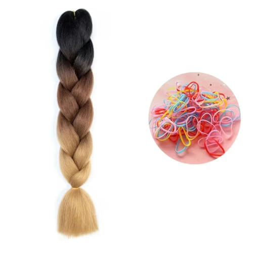 24 Zoll Jumbo Braids Extensions Synthetisches Flechthaar Afro Ombre Farbe Haar für Kinder Zopf C14 24inch 1Stück von KENFHH