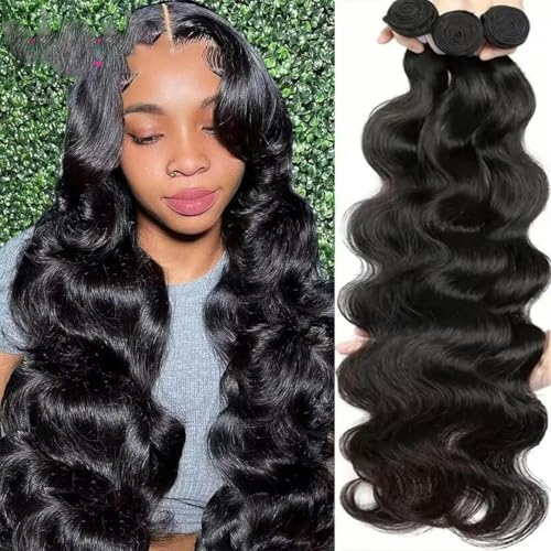 28 30 32 Zoll Körper Echthaarbündel Brasilianische Roh-Echthaarbündel Hochwertige Haarverlängerungen für Frauen - 20 Zoll 1 Bündel - Natürliche Haarfarbe von KENFHH