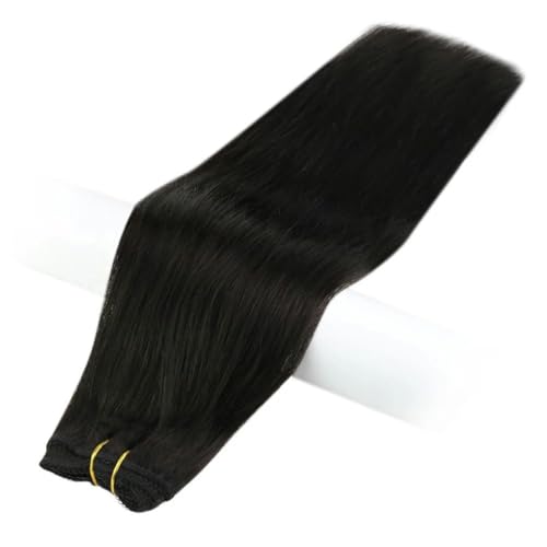 3-teilige Clip-On-Extensions aus Echthaar, Clip-In-Haarverlängerungen aus Echthaar für Frauen, 1 B, 14 Zoll, 100 Gramm, 2 Sets von KENFHH