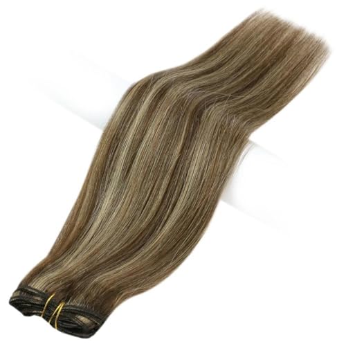3-teilige Clip-On-Extensions aus Echthaar, Clip-In-Haarverlängerungen aus Echthaar für Frauen, 4p27, 12 Zoll, 50 Gramm pro Set von KENFHH