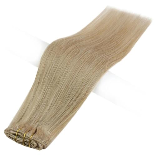 3-teilige Clip-On-Extensions aus Echthaar, Echthaar-Clip-In-Haarverlängerungen für Frauen, 16p22, 20 Zoll, 100 Gramm, 2 Sets von KENFHH