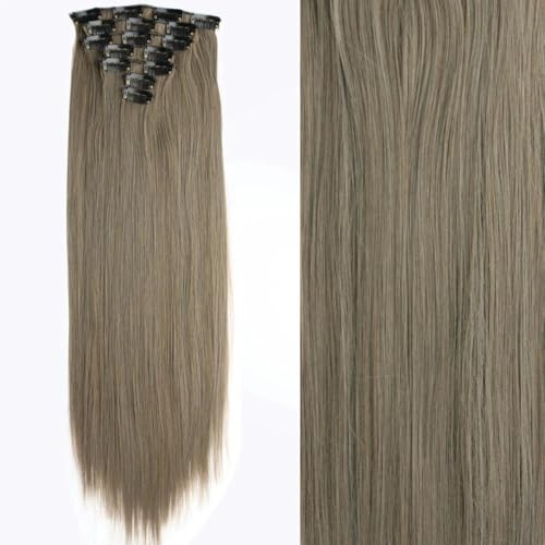 7-teiliges Set mit 16 Clips, Haarverlängerung, schwarzes, langes, glattes Haar, Ombre-Haarteil, hitzebeständig, für Frauen, Frisur 10-60_a 24 Zoll von KENFHH