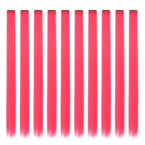 Synthetische 10-teilige glatte Haarverlängerungen zum Anklipsen, 55,9 cm, bunte Highlights, für Partys mit Frauen, G36, 55,9 cm von KENFHH