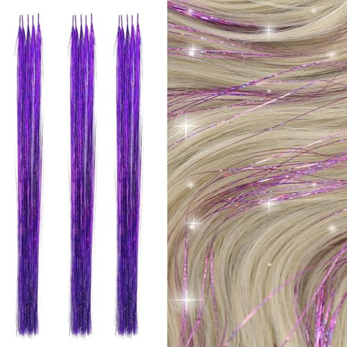 Synthetisches Haar, Regenbogen-Haarverlängerung, I-Tip, farbige Accessoires für modische Damen, 2023, lila, 24 Zoll, 1 Stück Synthetisches Haar, Regenbogen-Haarverlängerung, I-Tip, farbige Accessoires für modische Damen, 2023, lila, 24 Zoll, 1 Stück von KENFHH